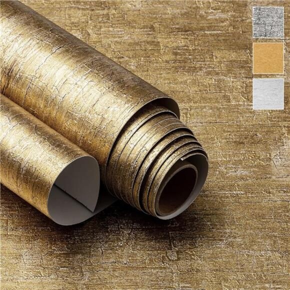 Metallic Gold Peel and Stick Wallpaper (24" x 78", Gold) Removable Peel - Picture 1 of 7